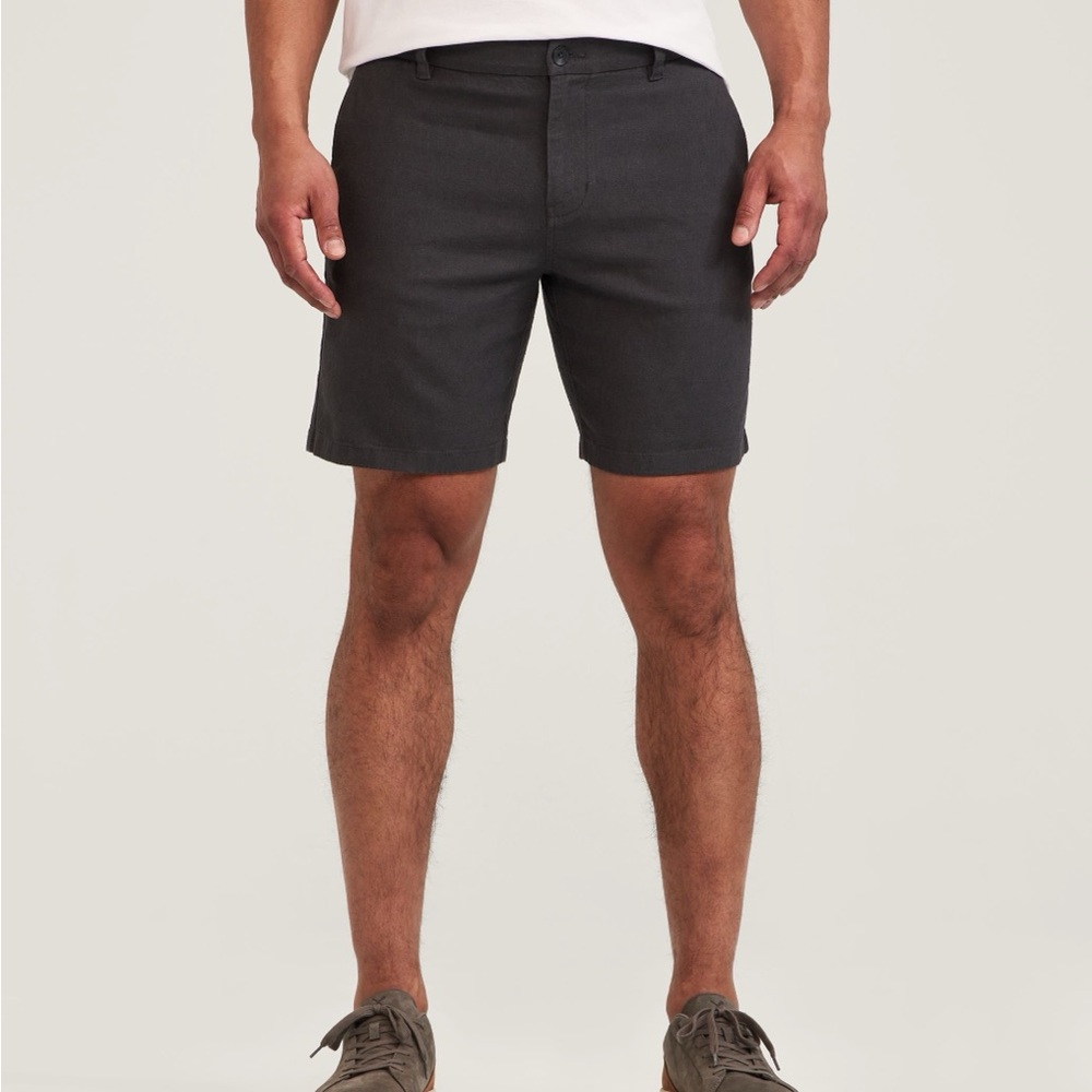 Sz 32 chino Denver Hayes Men's 8 Inch Linen Stretch Short Men's black Shorts - Picture 2 of 15